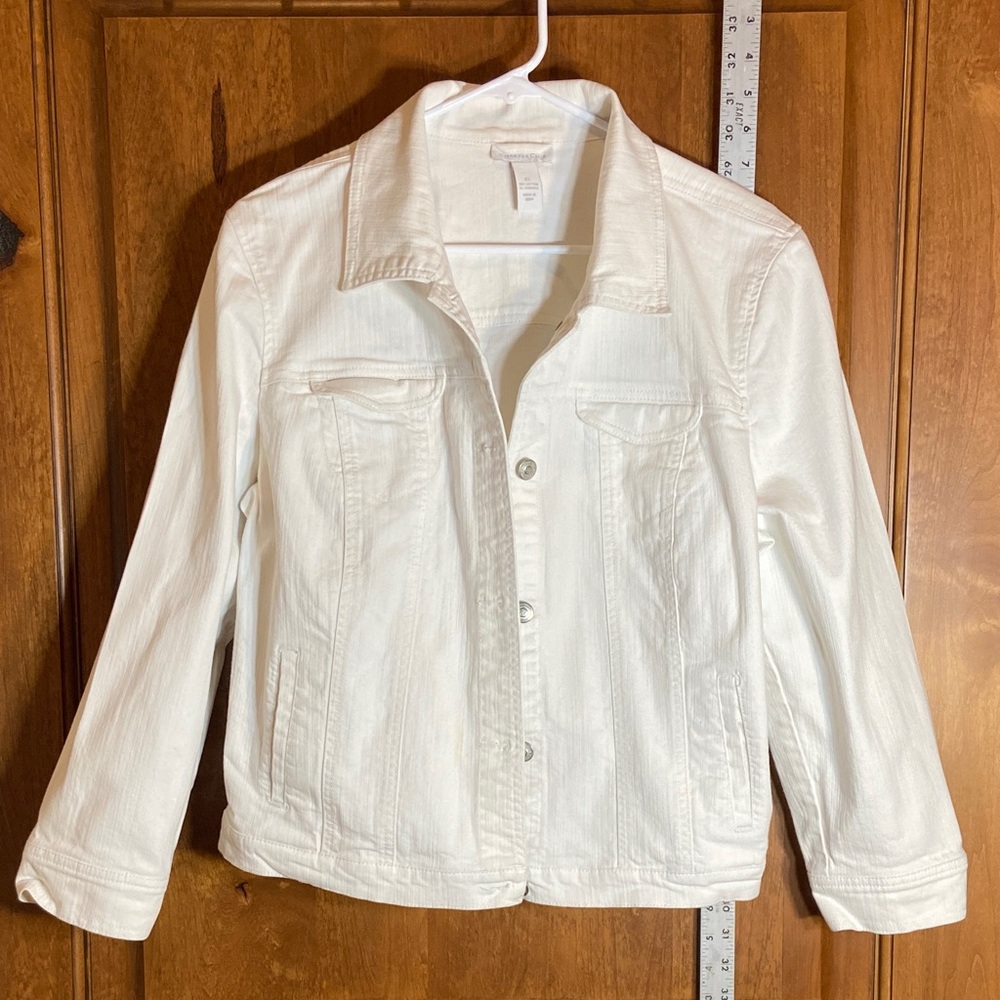 Charter Club Ivory/White Jean Jacket, 3/4 Length Sleeves, Size XL